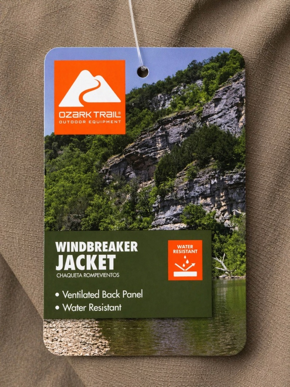 NWT Ozark Trail Windbreaker Jacket L Taupe Hooded Lightweight - Picture 12 of 14